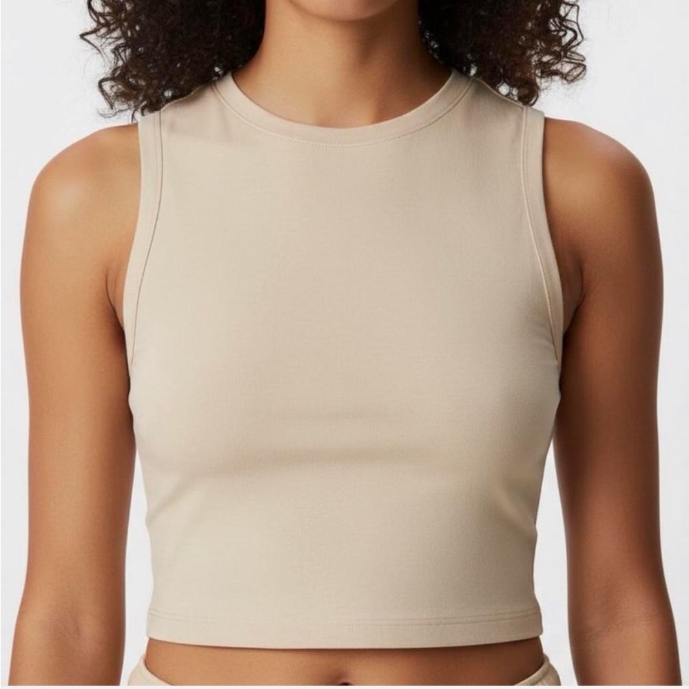 Zara Beige Sleeveless Crop Tank